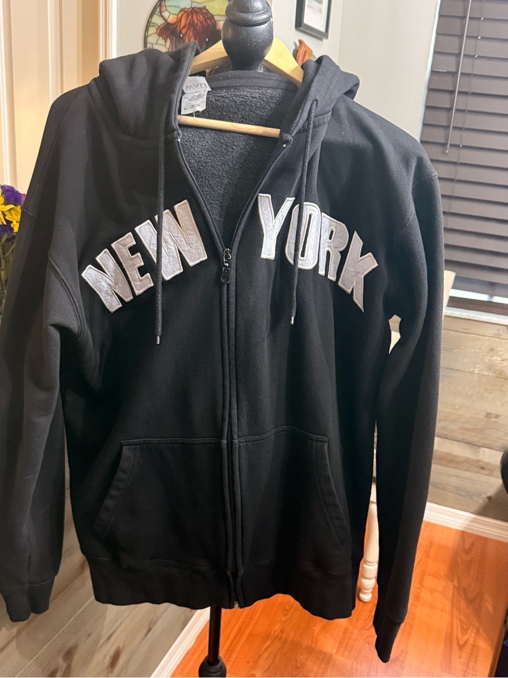 Black "New York" Zip Hoodie Jacket - Women